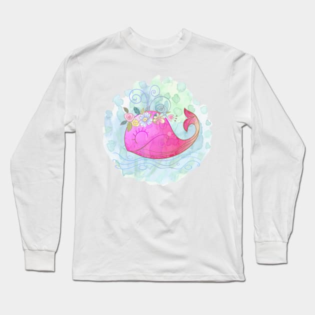 Cute Pink Whale Long Sleeve T-Shirt by Animal Specials